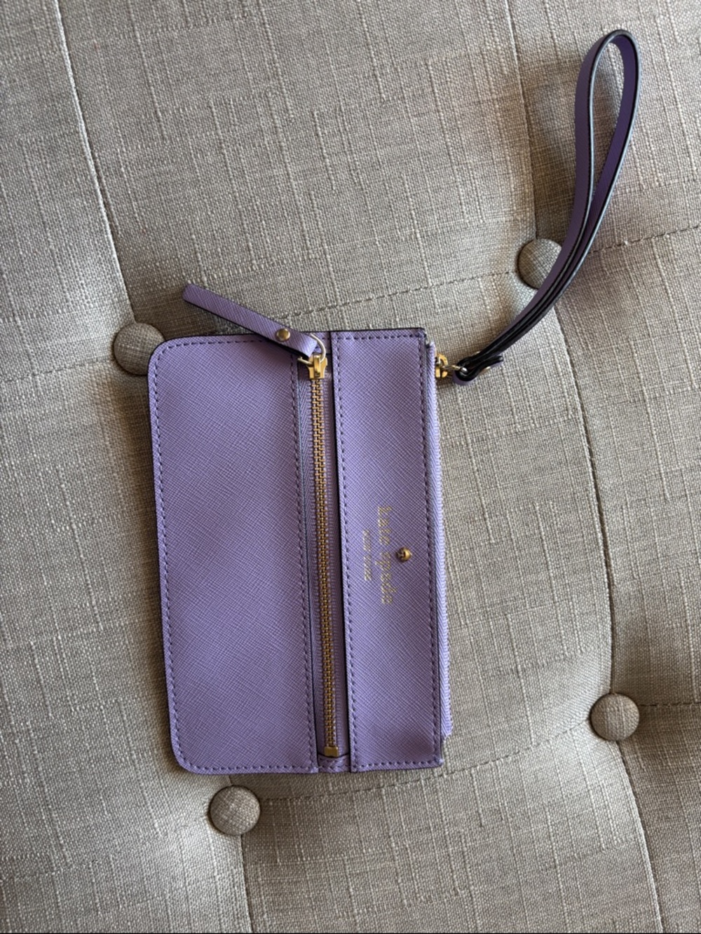 kate spade Lavender Saffiano Zip Wristlet Card Holder